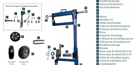 Two wheel dollies type "FOURRIERE" (without support) (maximum speed: 50 Km/h)